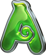 - รูปสัญลักษณ์ ตัวอักษร A สีเขียว ของเกม Fortune Gods