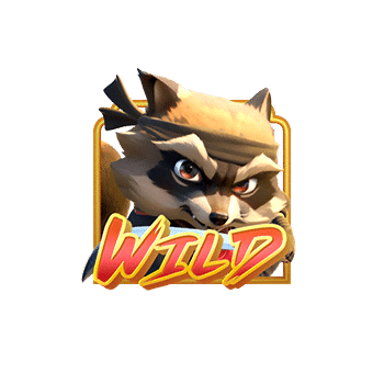 - รูปสัญลักษณ์ WILD ของเกม Ninja Raccoon Frenzy